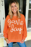 Russet Orange Tinsel Game Day Drop Shoulder Graphic Sweatshirt