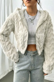 Beige Fleece Short Jacket Coat 