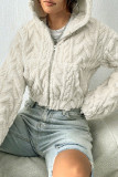 Beige Fleece Short Jacket Coat 