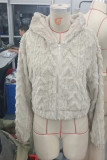 Beige Fleece Short Jacket Coat 