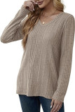 V Neck Ribbed Knitting Top 