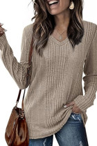 V Neck Ribbed Knitting Top 