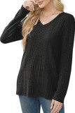 V Neck Ribbed Knitting Top 