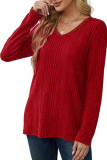 V Neck Ribbed Knitting Top 