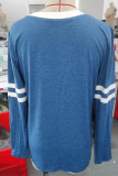 Blue V Neck Splicing Top 