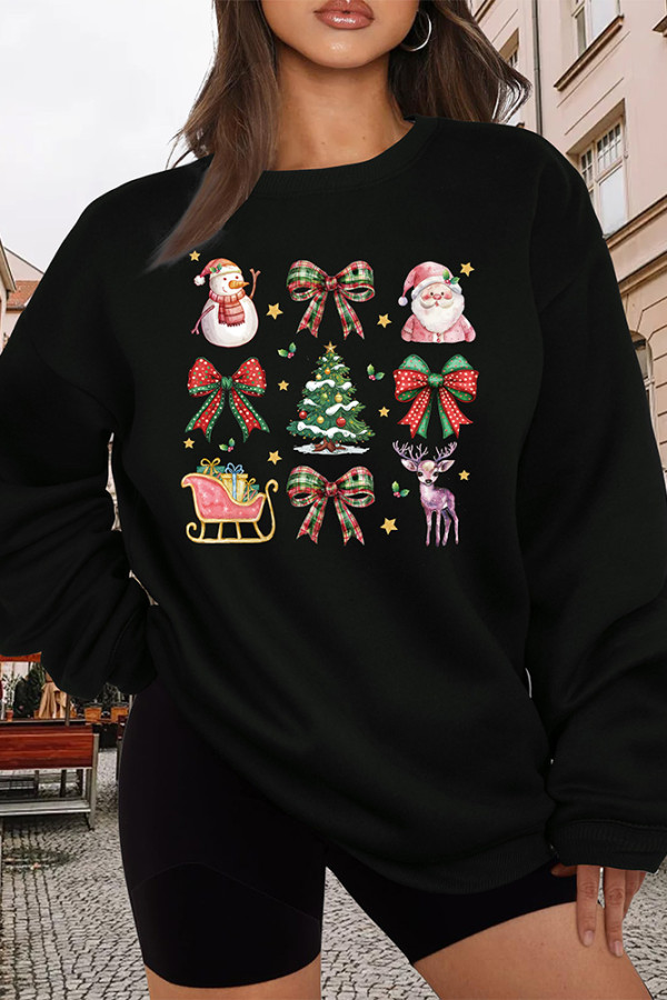 Retro Christmas Coquette Bow Girly Print Graphic Sweatshirt