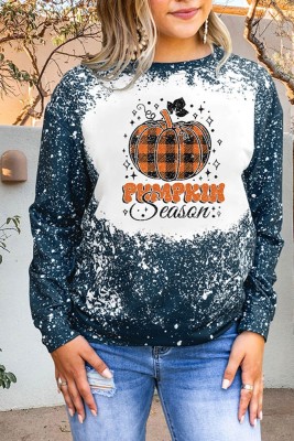 Pumpkin Season Print Long Sleeves Top