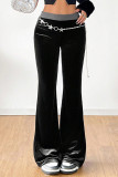 Black Velvet Wide Leg Pants 