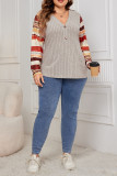 Plus Size Raglan Sleeves V Neck Top 