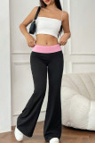 High Waist Color Block Flare Pants 