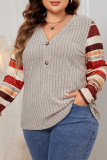 Plus Size Raglan Sleeves V Neck Top 