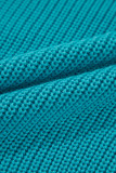 Turquoise Ruffled Eyelet Bubble Sleeve Sweater