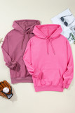 Bonbon Solid Kangaroo Pocket Drawstring Loose Fit Hoodie