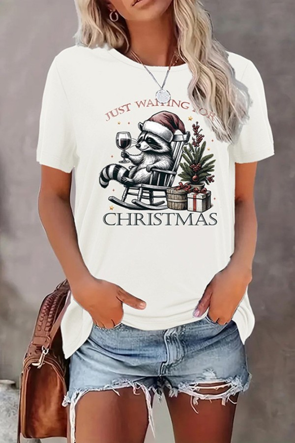 Just Waiting for Christmas Print Graphic Top