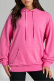 Bonbon Solid Kangaroo Pocket Drawstring Loose Fit Hoodie