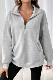 Solid Color Half Zipper Kangaroo Pockets Sweatshirt 