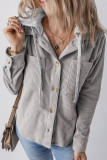 Hooded Ribbed Knitting Button Up Coat 