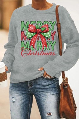 Merry Christmas Bow Graphic Sweatshirt