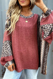 Vintage Leopard Splicing Lantern Sleeves Blouse 