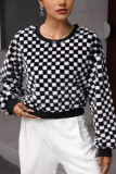 Plaid Checked Fleece Short Sweatshirt 