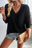 V Neck Pocket Textured Long Sleeves Top 