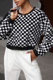 Plaid Checked Fleece Short Sweatshirt 