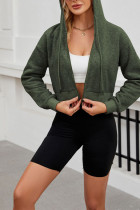 Hooded Zipper Solid Color Sweatshirt 