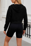 Hooded Zipper Solid Color Sweatshirt 