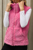 Solid Color Zipper Fleece Vest