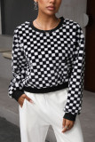 Plaid Checked Fleece Short Sweatshirt 