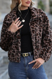 Brown Leopard FLeece Zipper Coat 