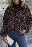 Brown Leopard FLeece Zipper Coat 