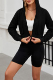 Hooded Zipper Solid Color Sweatshirt 