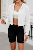 Hooded Zipper Solid Color Sweatshirt 