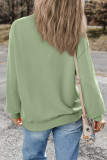 Smoke Green Plain Drop Shoulder Crewneck Pullover Sweatshirt