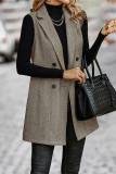 Sleeveless Lapel Blazer Long Coat 