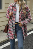 Front Open Houndstooth Long Coat 