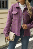 Plaid Pockets Button Up Coat