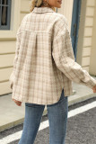 Plaid Pockets Button Up Coat