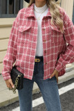 Plaid Pockets Button Up Coat