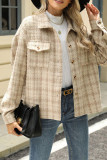 Plaid Pockets Button Up Coat