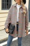 Front Open Houndstooth Long Coat 