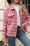 Plaid Pockets Button Up Coat