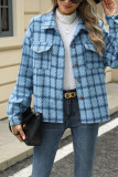 Plaid Pockets Button Up Coat