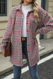 Front Open Houndstooth Long Coat 