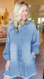 Beau Blue Risen Medium Washed Denim Shirt Dress