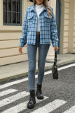 Plaid Pockets Button Up Coat