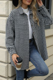 Front Open Houndstooth Long Coat 