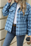 Plaid Pockets Button Up Coat