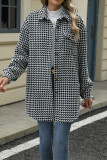 Front Open Houndstooth Long Coat 